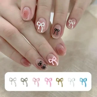 30 Uds. De lazos de línea de colores de macarrón, dijes para uñas, lazo chapado minimalista, decoración artística de uñas de aleación para DIY, funda de teléfono, materiales para uñas