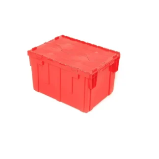Recipiente de distribución con tapa con bisagras, 28-1/8x20-3/4x15-5/8, rojo