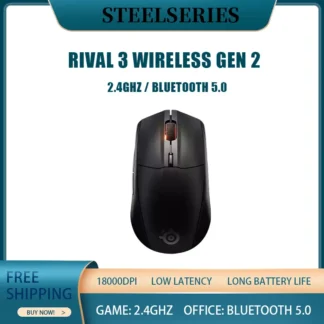 Steelseries Rival 3 Wireless Gen 2 Ratón inalámbrico para juegos Conexión de modo dual 18000dpi Baja latencia Batería de larga duración E-Sports