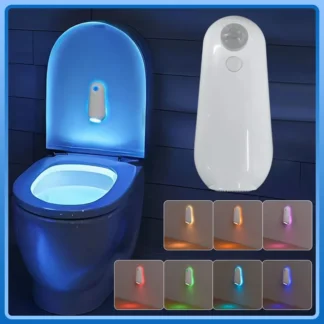 Lámpara de inodoro RGB con Sensor de movimiento recargable, luz LED nocturna para dormitorio, pasillo, escaleras, armario, retroiluminación de baño