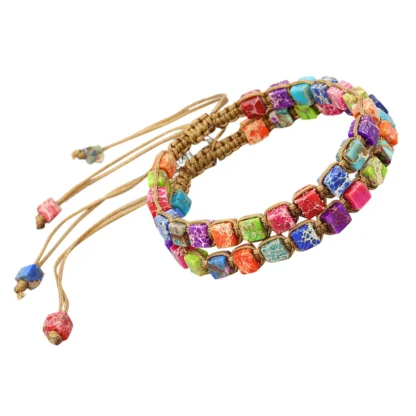 2 uds pulsera colorida de piedra emperador uso diario brazalete decoración pulseras de cuentas para niñas decorar mujeres cuentas señorita