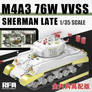 Modelo Ryefield kit de modelo de tanque ensamblado de plástico Rm-5136 M4A3 76W VVSS sherman late (con kit interno) Versión mejorada 1/35