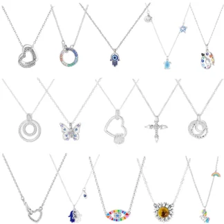 Collar de plata de ley 925 Original para mujer, colgante con forma de mariposa, corazón, Ojos de caballo, circonita, joyería de cumpleaños, aniversario de boda, regalo artesanal