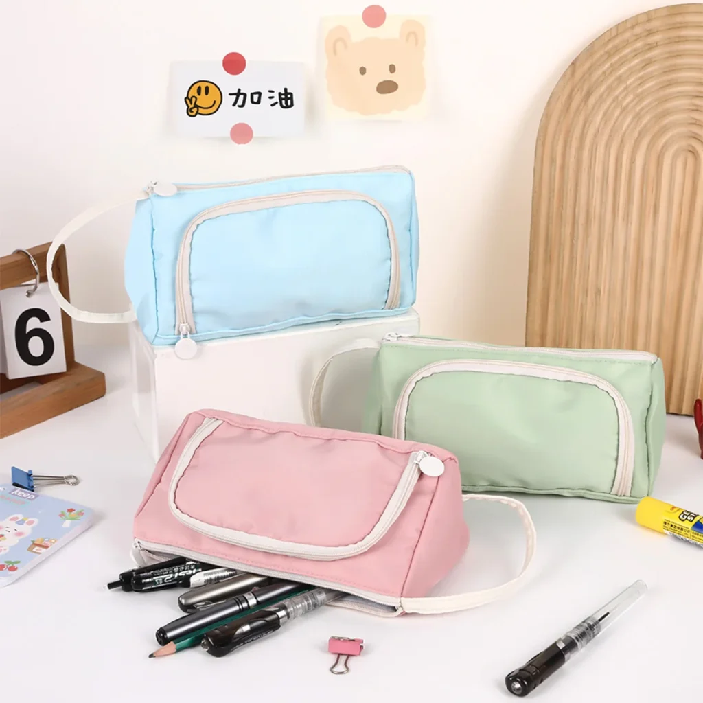 Nuevo estuche de lápices Kawaii para estudiantes, bolsa de lápices bonita de gran capacidad, bolsa de almacenamiento de papelería estilo Ins, suministros de papelería escolar