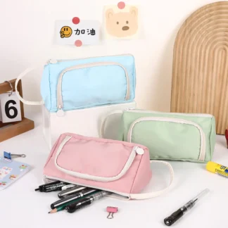 Nuevo estuche de lápices Kawaii para estudiantes, bolsa de lápices bonita de gran capacidad, bolsa de almacenamiento de papelería estilo Ins, suministros de papelería escolar