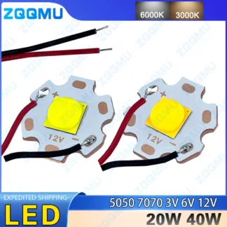 3V 6V 12V LED 20W 40W de alta potencia 5050 7070 Chip soporte de cerámica lámpara cuentas linterna faro reflector