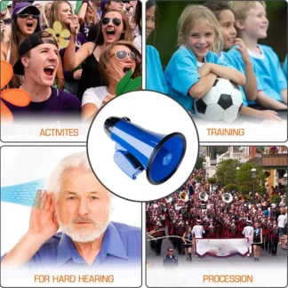 Megáfono compacto de 25 vatios, altavoz PA Bullhorn, con sirena integrada, grabadora de voz, abrebotellas, azul