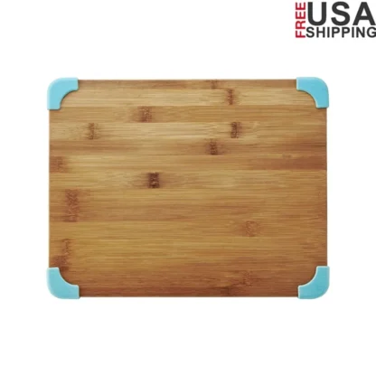 Tabla de cortar de bambú antideslizante gruesa, Reversible, duradera, cocina, preparación de alimentos esenciales, cuchillas fáciles de usar, seguro para lavar a mano