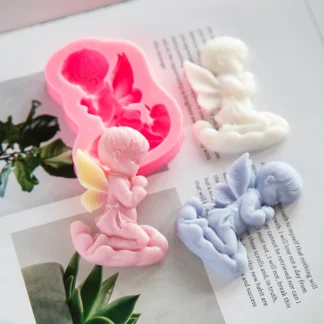 Molde de silicona de arcilla de yeso de resina con forma de Ángel DIY, molde de Fondant artesanal hecho a mano, accesorio para hornear