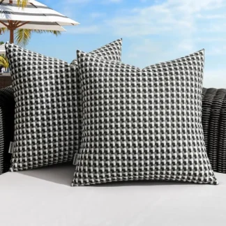 Pa de 2 fundas de almohada para exteriores, almohadas decorativas cuadradas impermeables para tienda, Patio, jardín, balcón, sofá, 20x20 H