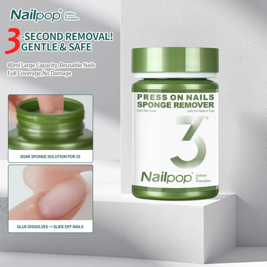 Nailpop-esponja removedora de uñas mejorada, 100ml, gran capacidad para pegamento sólido, removedor de uñas postizas, remojo 3s, eliminación suave sin daños