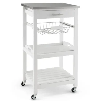 Carro de isla de cocina, carrito de cocina rodante con mesa de acero inoxidable, carrito de almacenamiento de utilidad, carrito de servicio para restaurante y Hotel con