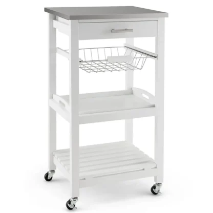 Carro de isla de cocina, carrito de cocina rodante con mesa de acero inoxidable, carrito de almacenamiento de utilidad, carrito de servicio para restaurante y Hotel con