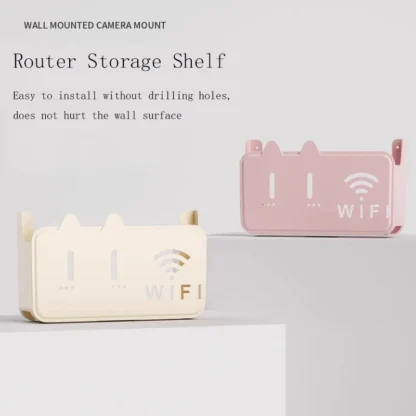 Organizador de enrutador montado en la pared, estante fijo sin agujeros para decodificador de TV óptico WiFi Cat, ahorro de espacio Vertical