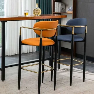 Silla de Bar ligera de lujo, taburete de Bar de pie alto a la moda, moderno y sencillo, muebles de Bar nórdico, sillón con respaldo de cocina