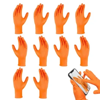 Guantes de nitrilo naranja textura resistente guantes de nitrilo seguridad resistente a desgarros manopla naranja texturizada 10x para
