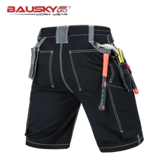 Pantalones cortos de trabajo Pantalones de trabajo para hombre Negro Gris Verano Bolsillos multiherramientas Pantalones de trabajo duraderos y resistentes al desgaste Pantalones cortos