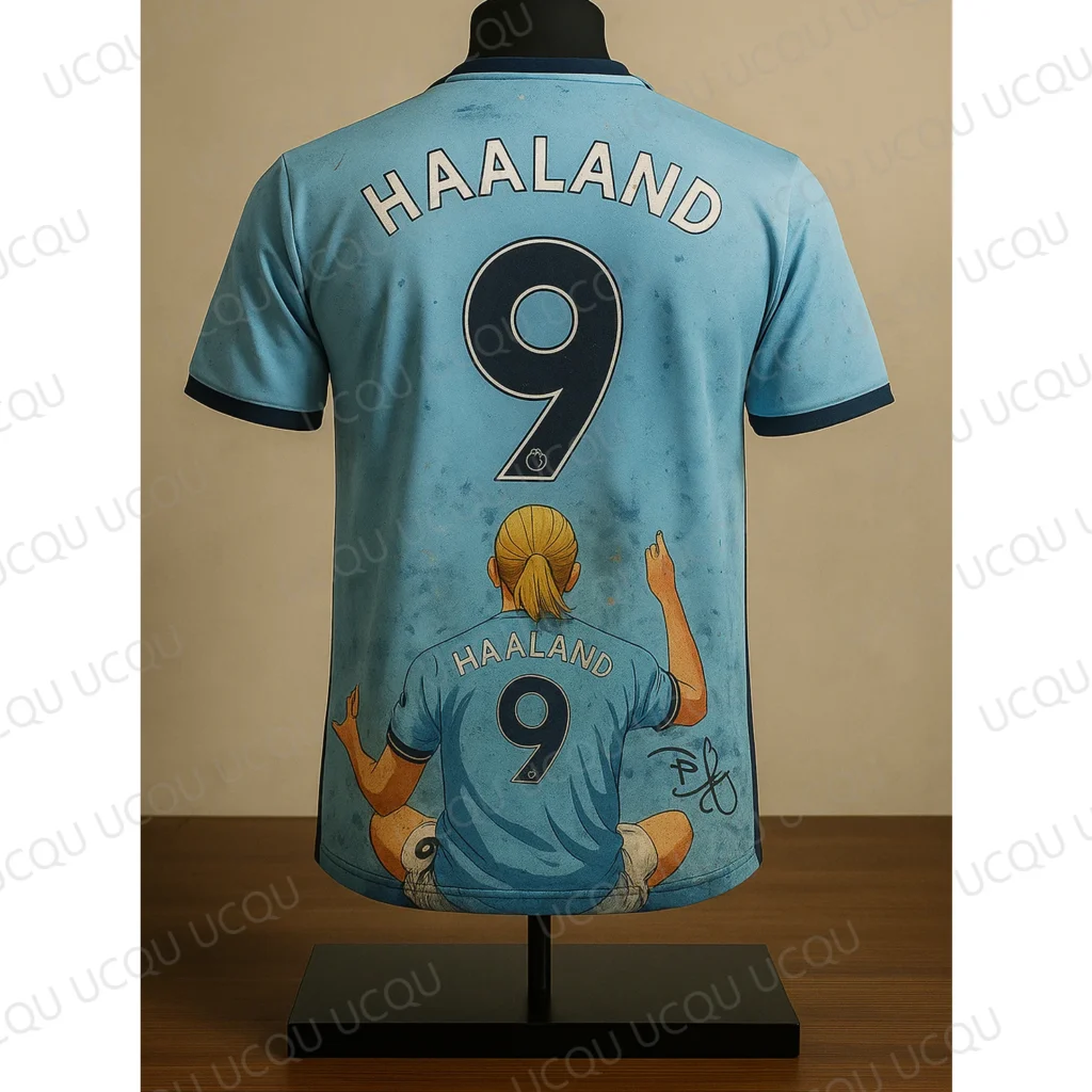 Camiseta de fútbol Retro Legend HAALAND 9 – Camiseta de fútbol con retrato de anime de gran tamaño, ropa de fan clásica vintage