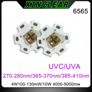 Chip LED UV profundo 4W 10W UVC 270nm 280nm UVA 365nm 370nm 395nm 400nm Diodo SMD 6565 Chip con PCB de 20mm para lámpara UV