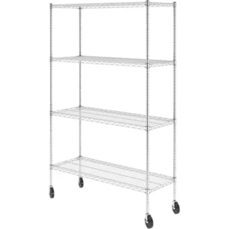 - Estantes de almacenamiento certificados Nsf, zinc, unidad de alambre de acero resistente con ruedas y pies ajustables, estante para garaje o panadero,