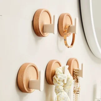 Gancho Simple de madera de nogal y haya, colgador colgante, ganchos de pared sin perforaciones, estante de almacenamiento de abrigos para dormitorio, gancho decorativo para llaves y toallas para el hogar