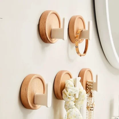 Gancho Simple de madera de nogal y haya, colgador colgante, ganchos de pared sin perforaciones, estante de almacenamiento de abrigos para dormitorio, gancho decorativo para llaves y toallas para el hogar