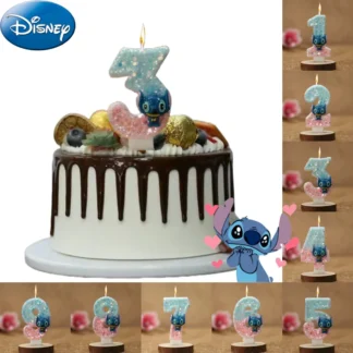 Anime Disney Stitch kawaii 0-9 número vela lindo punto 3D personaje de dibujos animados fiesta pastel enchufable decoración de pastel de cumpleaños regalos