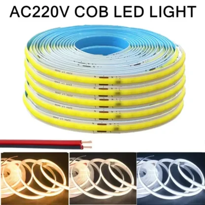 Tira de luz LED Flexible cob de 220v, tira de luz inteligente ic no necesita conducir, iluminación lineal led de alto brillo 240