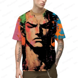 Mono de Anime de una pieza para hombre, novedad de verano, D. Luffy 3D Printing Role Play, camisetas de calle para mujeres y niños, Unisex, Top grande
