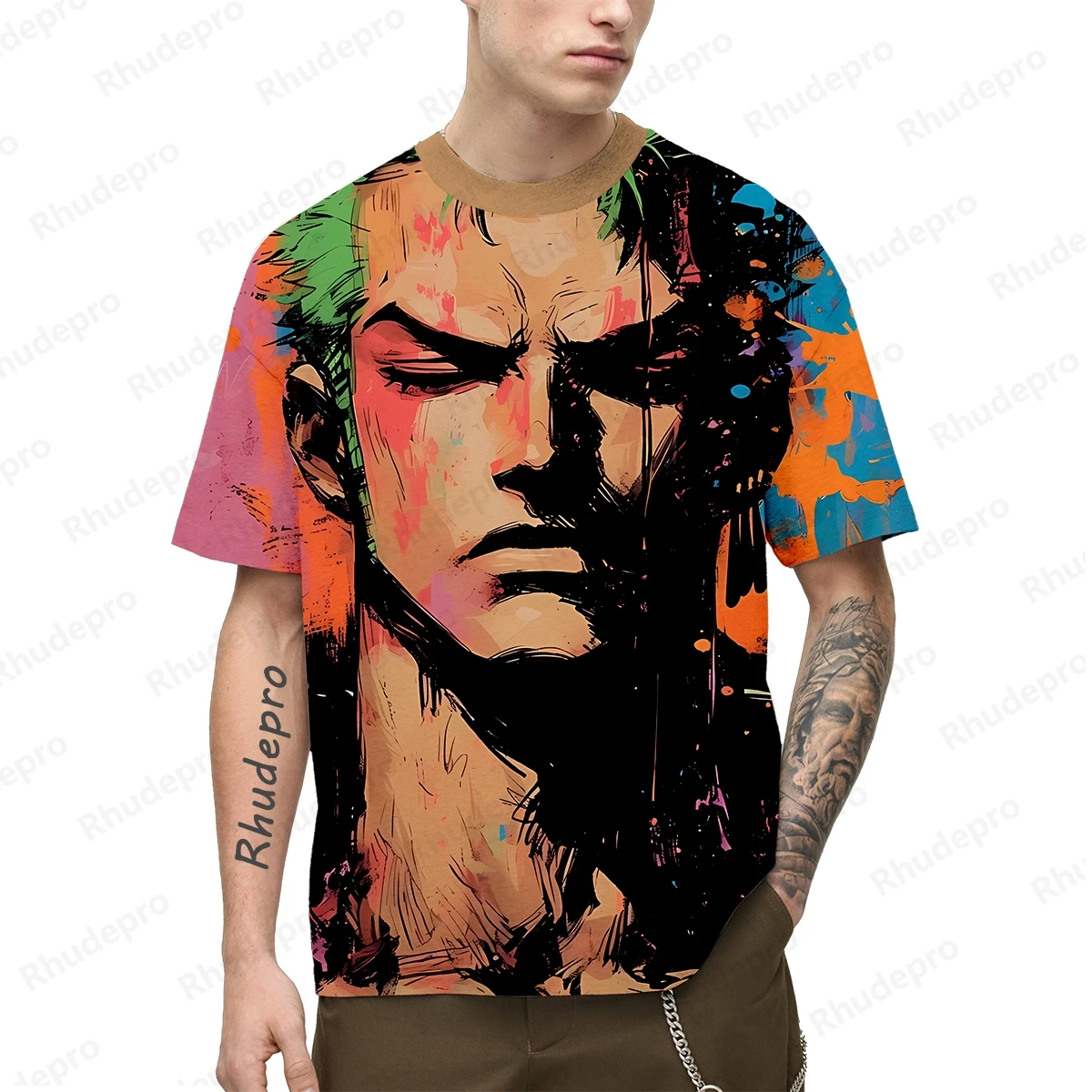Mono de Anime de una pieza para hombre, novedad de verano, D. Luffy 3D Printing Role Play, camisetas de calle para mujeres y niños, Unisex, Top grande