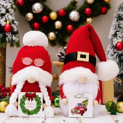 Gorro de punto navideño, muñeco sin rostro, muñeco de Gnomo de peluche, decoraciones enanas de Navidad, figuritas de peluche de Año Nuevo, adorno de muñeca, juguetes de regalo