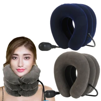 Estirador de cuello, soporte de tracción inflable para cuello Cervical, protección transpirable y cómoda, evita apoyar el Cervical hacia adelante
