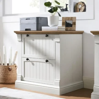 Archivador de granja con 2 cajones, archivador lateral de 30" con carpetas de archivos colgantes, cajones entrelazados, madera rústica