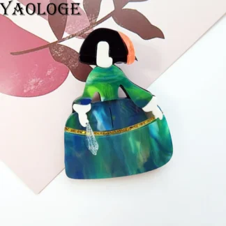 YAOLOGE-broche Personal de estilo coreano con dibujos animados para chica sin rostro, Material acrílico, insignia de retrato de empalme Original, alfileres de regalo para fiesta