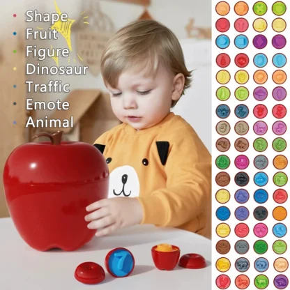 Rompecabezas 3D de huevo inteligente de Apple, juguetes Montessori, juegos a juego para bebés, clasificación de colores y formas, juguetes educativos de habilidades motoras finas