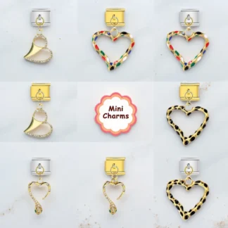 Abalorio italiano con eslabones aptos para pulsera clásica de acero inoxidable de 9mm, colgante romántico con forma de corazón de serpiente, joyería DIY para hacer cuentas para hombres y mujeres
