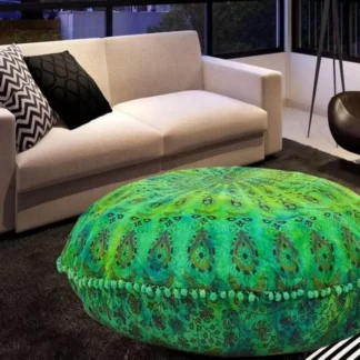 Almohada de suelo ombré con tinte de corbata verde, cojín bohemio para meditación, asiento, decoración Hippie, bohemio, otomano indio, para exteriores y hogar