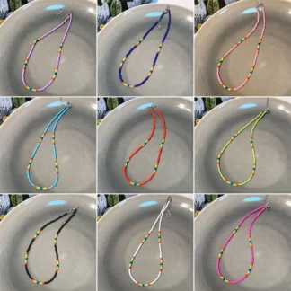 Collar de cuentas de arroz para mujer, Gargantilla Simple hecha a mano, Collar de Color caramelo, joyería informal Bohemia para fiesta, regalo