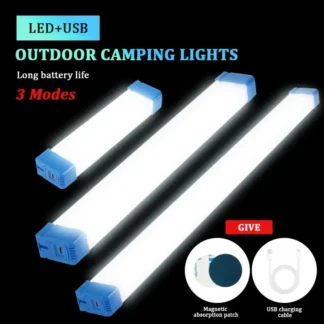 Tubo de luz LED recargable para acampar, Bombilla portátil de suspensión magnética para emergencia, mercado nocturno, iluminación al aire libre, 50CM