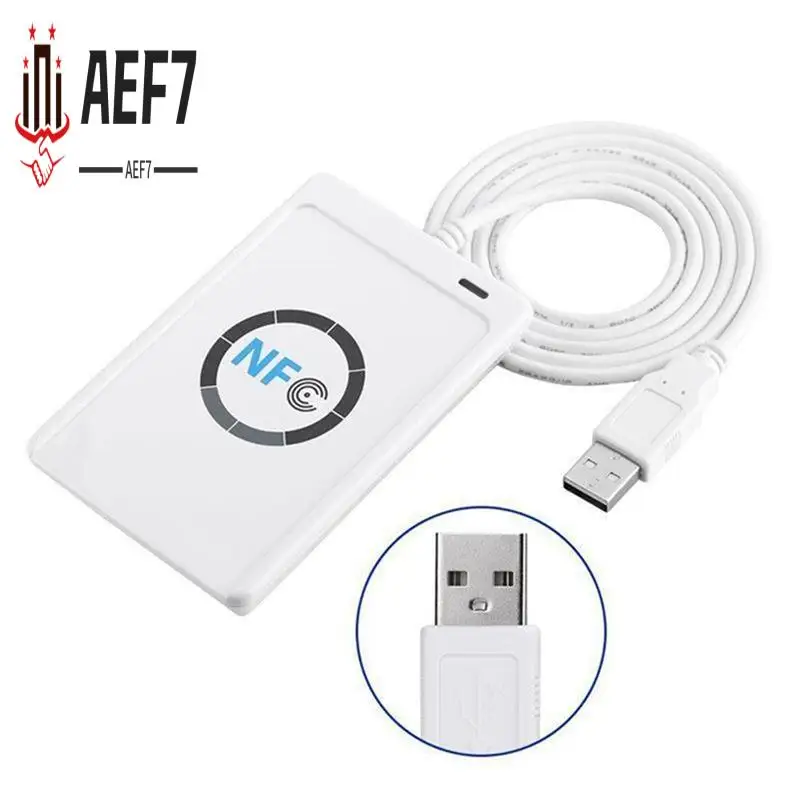 Programador de AEF7-ACR122U ISO14443, lector de tarjetas con Chip inteligente, copiadora clon de etiquetas de 13,56 Mhz IC 1K S50, escritor de fichas, duplicador NFC