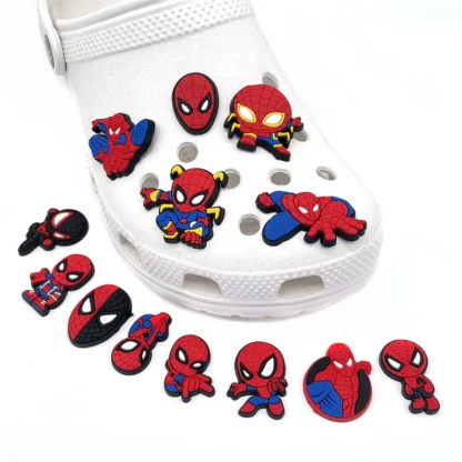 13 Uds. De zapatos de Spiderman, dijes, zapatos DIY, accesorios de joyería, sandalias de cuero de cocodrilo de superhéroe, joyería, regalo para estudiantes y niños