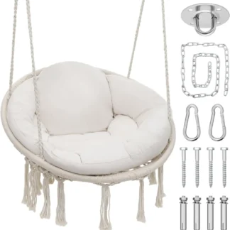 Silla Hammo colgante con cojín completo acogedor, silla de columpio para exteriores, con 350 libras de acidez, muebles de acento ideales para sala de estar