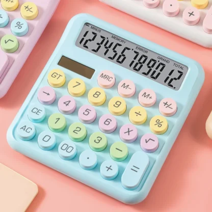Calculadora de escritorio de color caramelo AM para oficina y escuela, papelería para estudiantes, ideal para cálculos