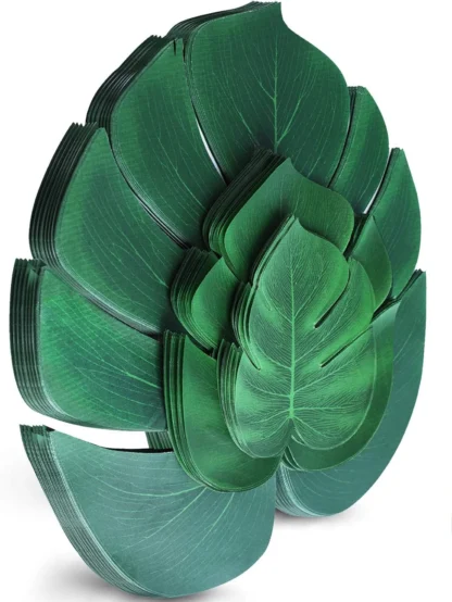 12 Uds. De hojas de palma tropicales artificiales para jungla, Safari, playa, tema hawaiano Luau, decoración de plantas de mesa para fiesta de cumpleaños y boda