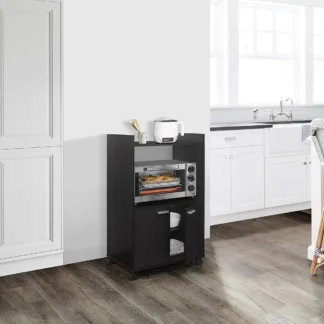 Ayla Gabinete para microondas con almacenamiento y estante superior para electrodomésticos de cocina - Gabinete de 2 puertas Carro de almacenamiento de cocina - Cocina de madera