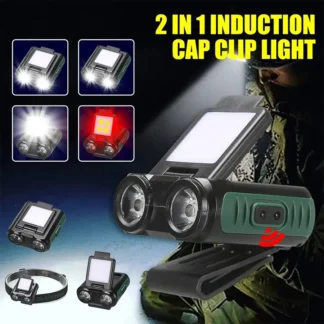 Sensor de luz LED COB, linterna de cabeza recargable USB, linterna de cabeza incorporada, faro LED para pesca, camping