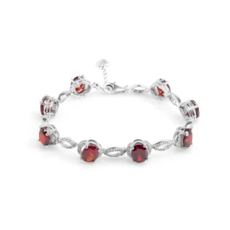 YYSuniee 60/2000 YYSuniee Pulsera integrada de circonita roja estilo moda para mujer de plata de ley 925