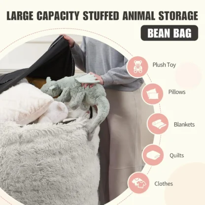 Funda grande para silla con bolsa de frijol, funda para sillas con bolsas de frijol de felpa solo sin relleno incluida, sillas tipo puf para adultos, adolescentes, niños,
