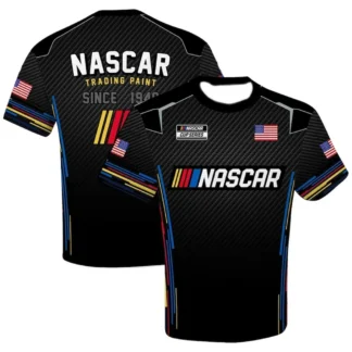 Camisetas de entrenamiento con cuello redondo para hombre, uniforme deportivo con bandera a cuadros NASCAR, camiseta transpirable de secado rápido con estampado 3D, camisetas informales Unisex