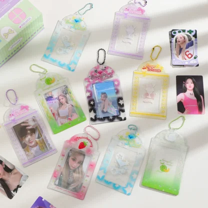 Juego de tarjetas transparentes de Japón y Corea del Sur para niña, colgante de exhibición de tarjetas Polaroid de tres pulgadas, certificado, llavero, bolsa de tarjetas